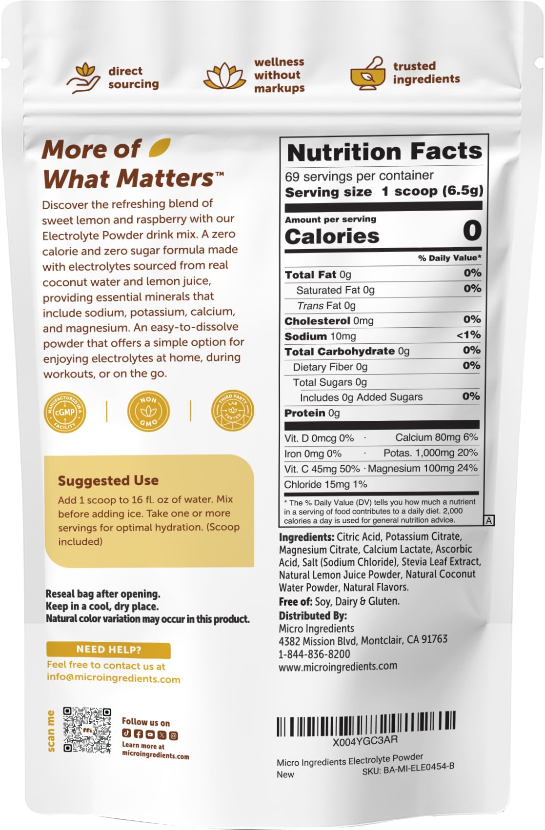 Electrolytes Powder, Sugar-Free Lemon Raspberry, 1lb (69 Servings) — Amazon image 7