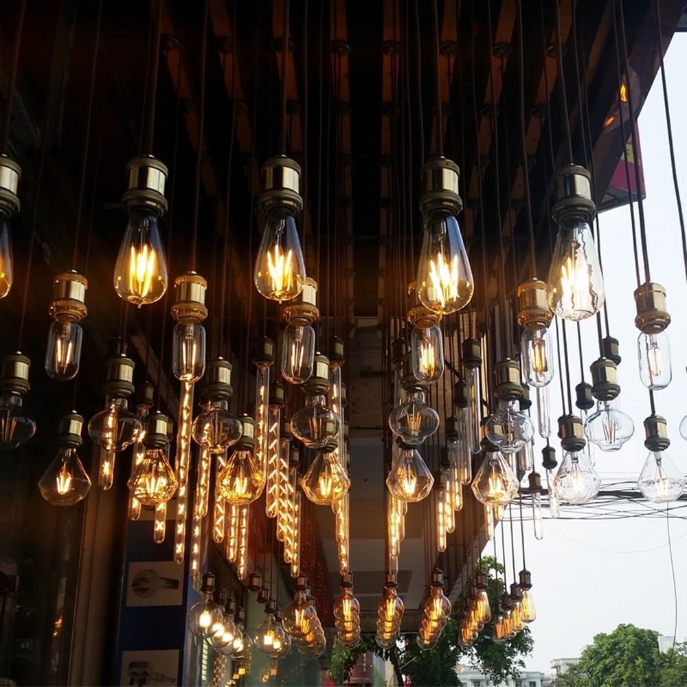 RZL Lighting, Paquete de 10, Bombilla de filamento LED AC220V E27 ST64/A60/G80/G95 lámpara Retro Edison 4W 6W 8W Bombilla Colgante Vintage(G95 E27 220V,4W)