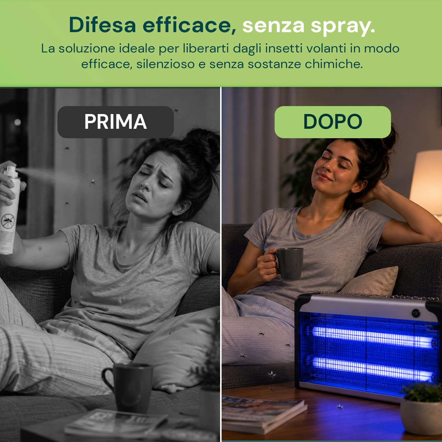 Lampada Antizanzare Elettrica 30W UV – Anti Zanzare e Mosche Elettrico a Shock, Trappola Zanzare Interno ed Esterno, Ammazza Zanzare Elettrico, Parete/Catena/Terra, 26×49×6 cm
