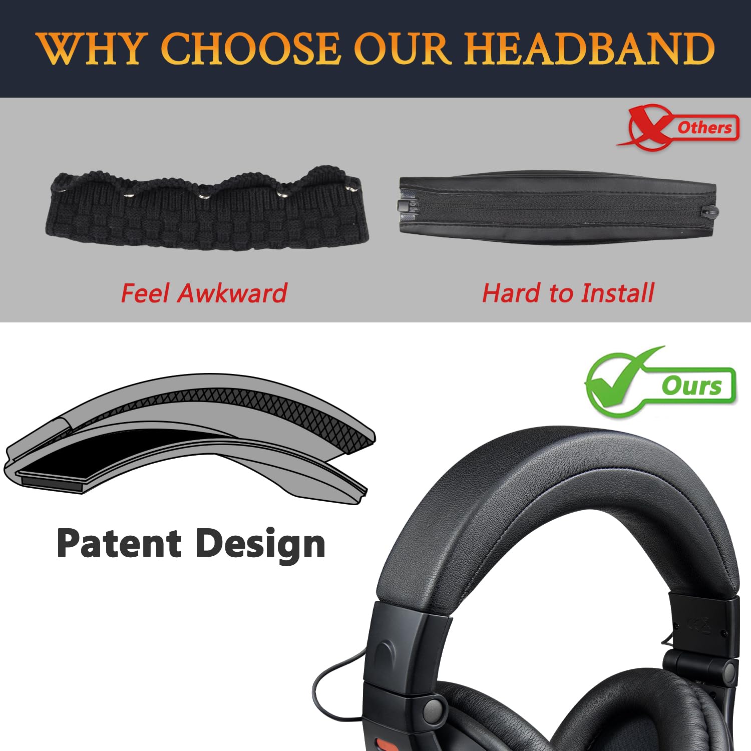 SOULWIT Bandeau Couverture pour Shure SRH440 (Ancienne Version) Professionnel Studio Casque, Pièce de Rechange pour Headband