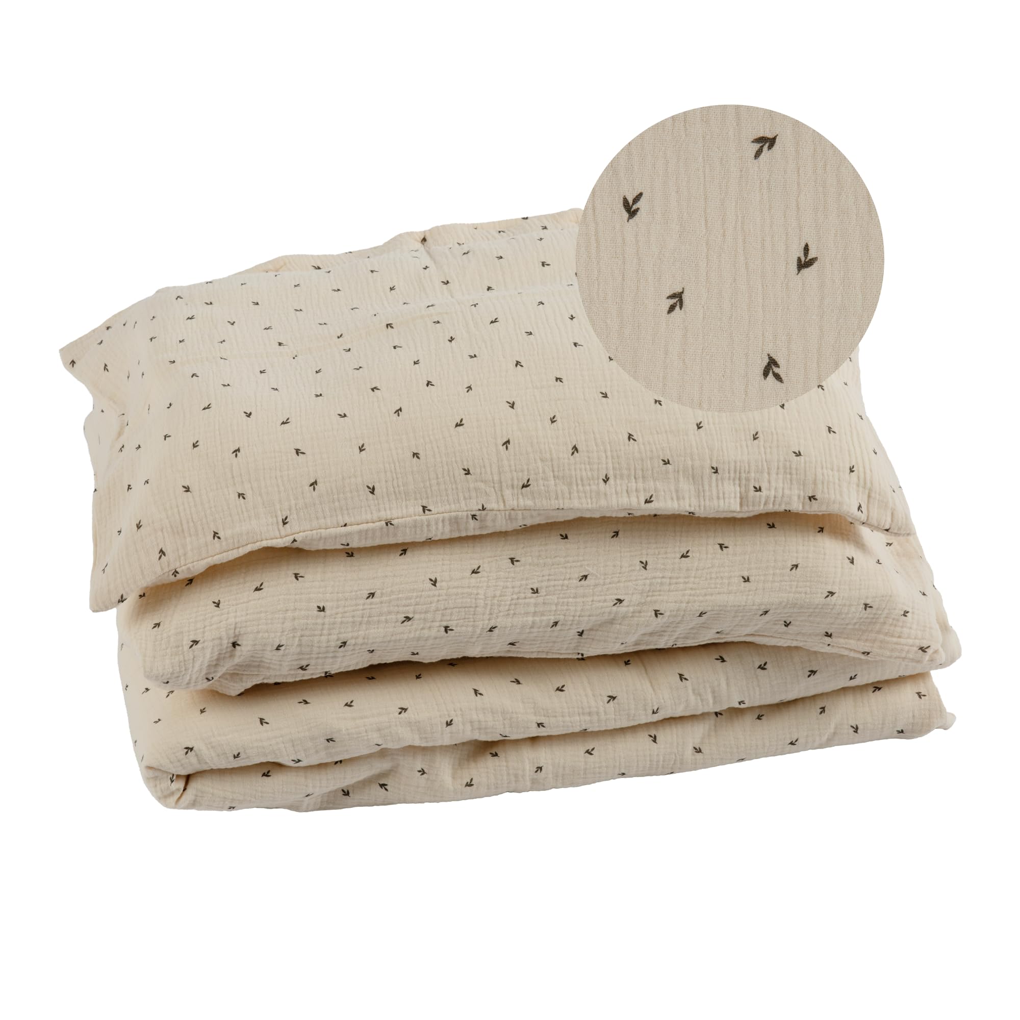 Crib Kids Duvet Cover And Pillowcase Toddler Girl Floral Set Boho Baby Bedding Set Flower Linen Organic Cotton (Small)