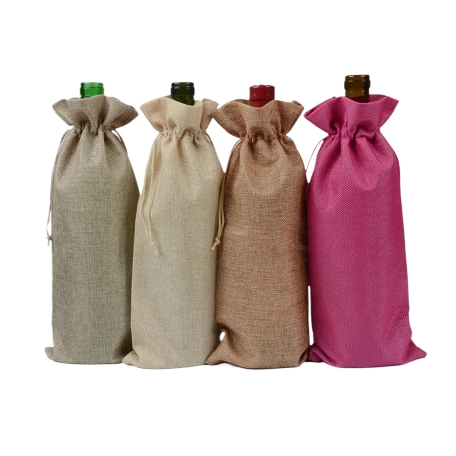 Lot de 12 sacs à vin en toile de jute pour bouteille de vin, champagne, pochette d'emballage pour fête de mariage, couleur aléatoire, One Size, Style unique