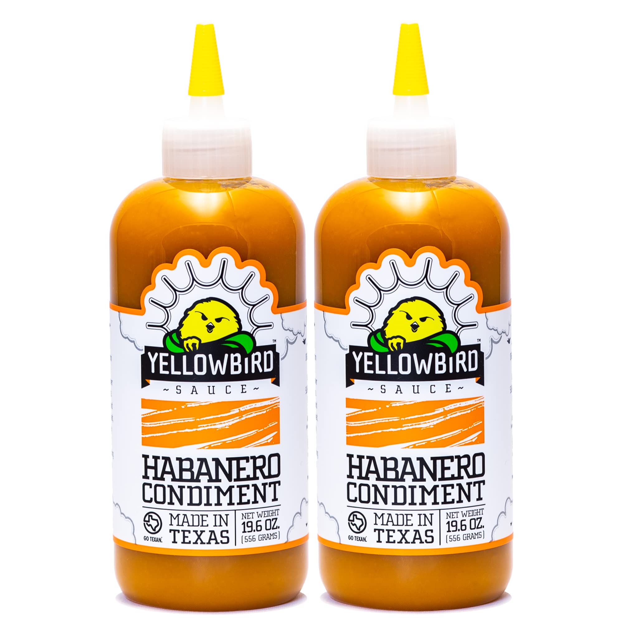 Habanero Hot Sauce by Yellowbird - Habanero Hot Sauce with Habanero Peppers, Garlic, Carrots & Tangerine - Plant-Based, Gluten Free, Non-GMO Hot Pepper Sauce - Homegrown in Austin - 19.6 oz (2-pack)