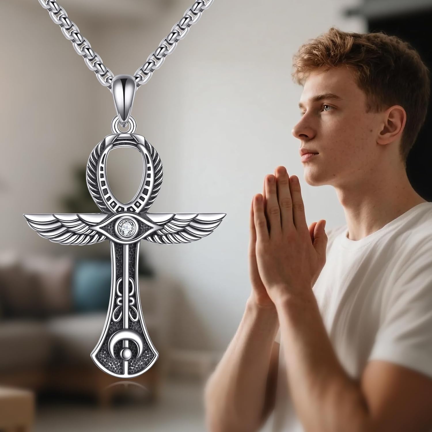 Ankh Necklace Sterling Silver Ankh Cross Pendant Ankh Egyptian Amulet Jewelry Gifts for Men Women - Image 6