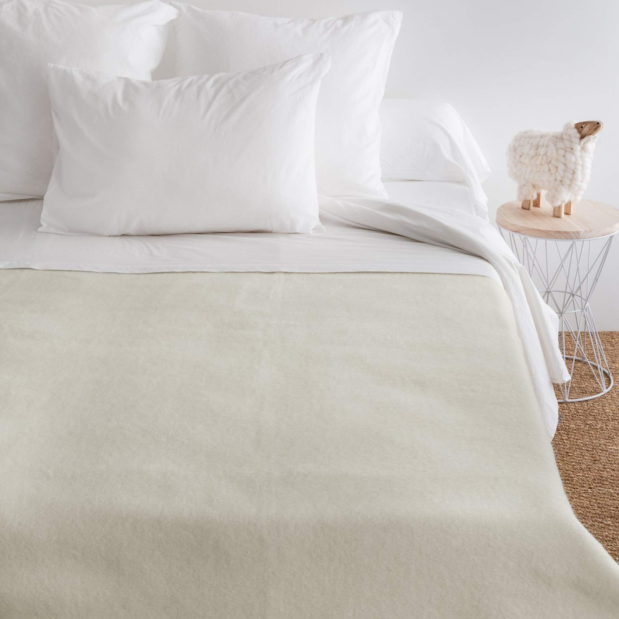 Linnea Couverture Pure Laine Vierge Woolmark 500g/m² Volta 220x240 cm Blanc Naturel