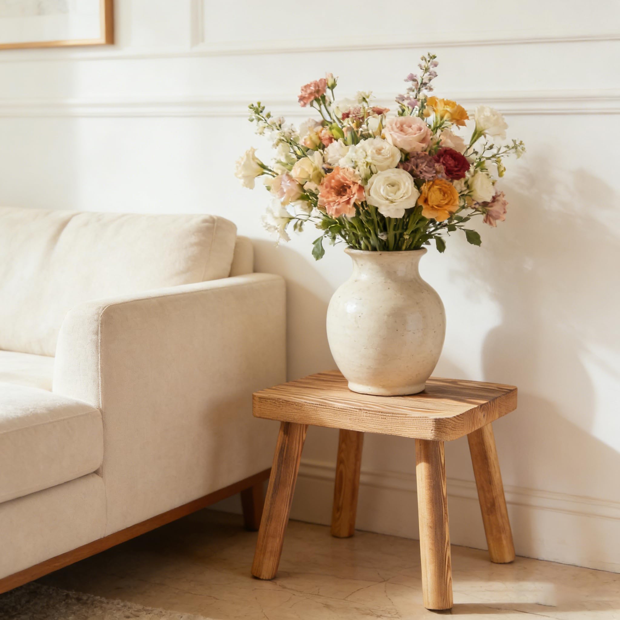 JETAINE Petit Tabouret en Bois, Mini Table d'angle, Support pour Plantes, escabeau d'intérieur pour Enfants, Repose-Pieds Portable Amovible, Petite Table d'appoint pour Plantes d'intérieur, Chambre à