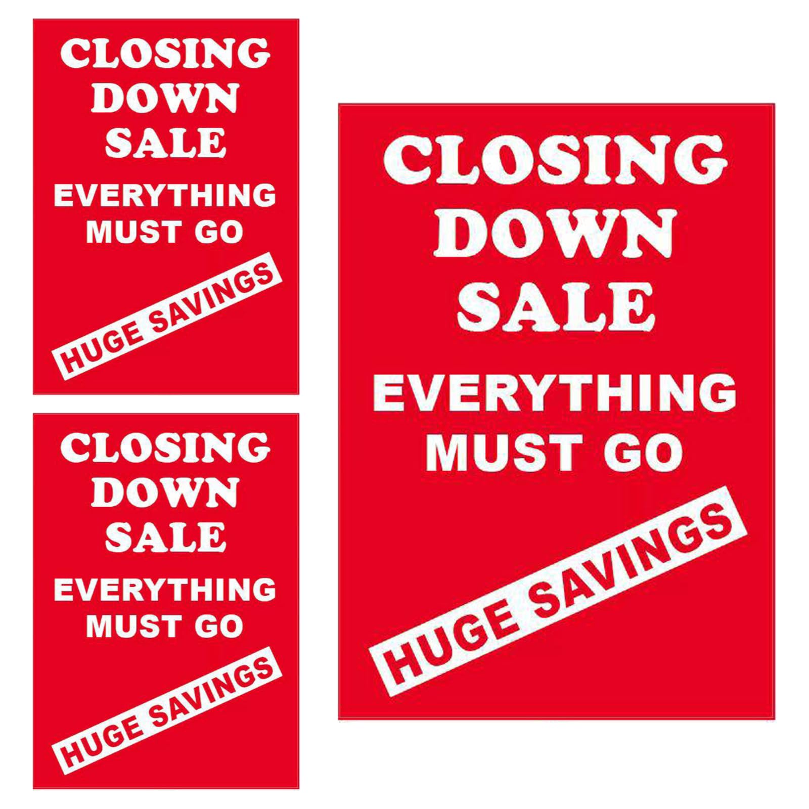 A1 Sale Posters Pack | Eye-Catching Store Display Signs for Retail | Clearance, Discounts, Special Offers, Huge Savings | Bright Colors (3, Closing Down Sale Everything Must Go Huge Savings)