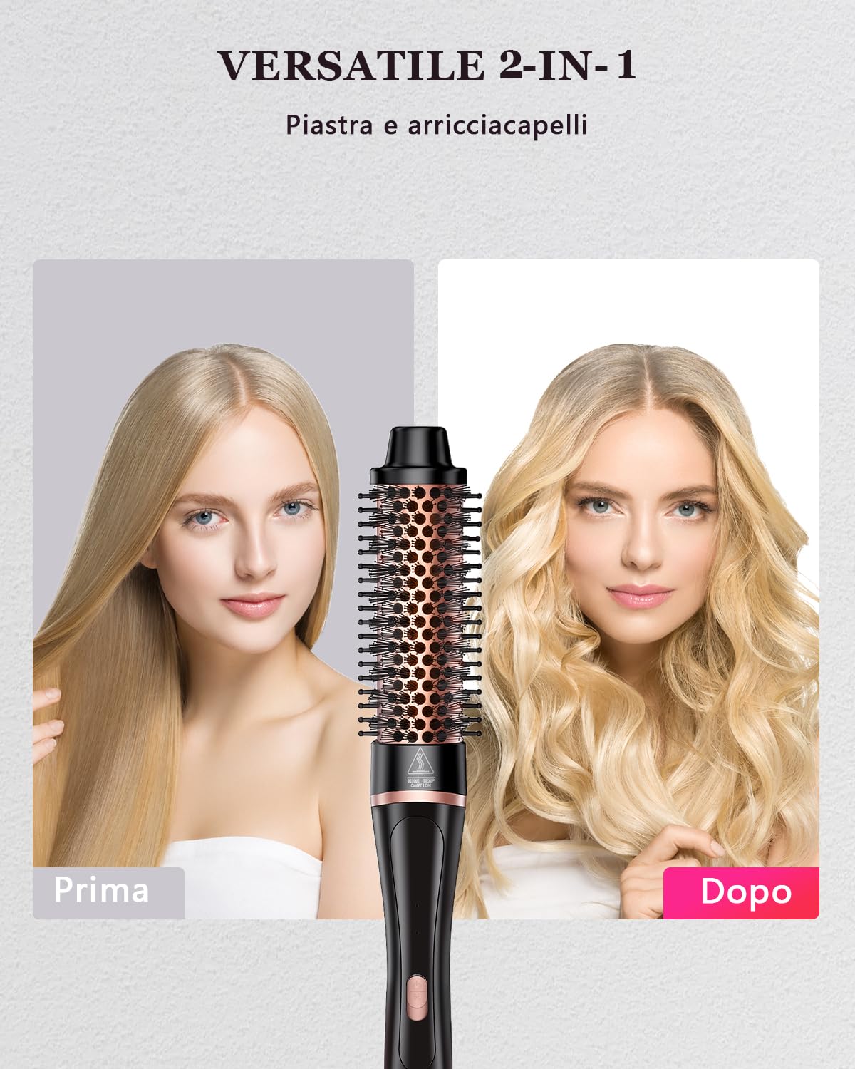 5 in 1 Ferro per Arricciare, Set Bacchetta per Capelli con Spazzola Termica e 4 Bacchette Arricciacapelli in Ceramica Intercambiabili(0.35"-1.25'')Riscaldamento Rapido Doppia Tensione Arricciacapelli