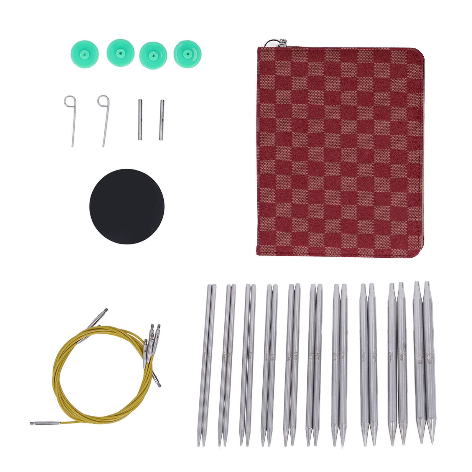 10 Paar austauschbare Rundstricknadeln, ergonomische Stricknadeln mit Nadelknöpfen vom Typ P, komplettes Strickzubehör für Pullover, Schals, Mützen, Babysocken, Stai