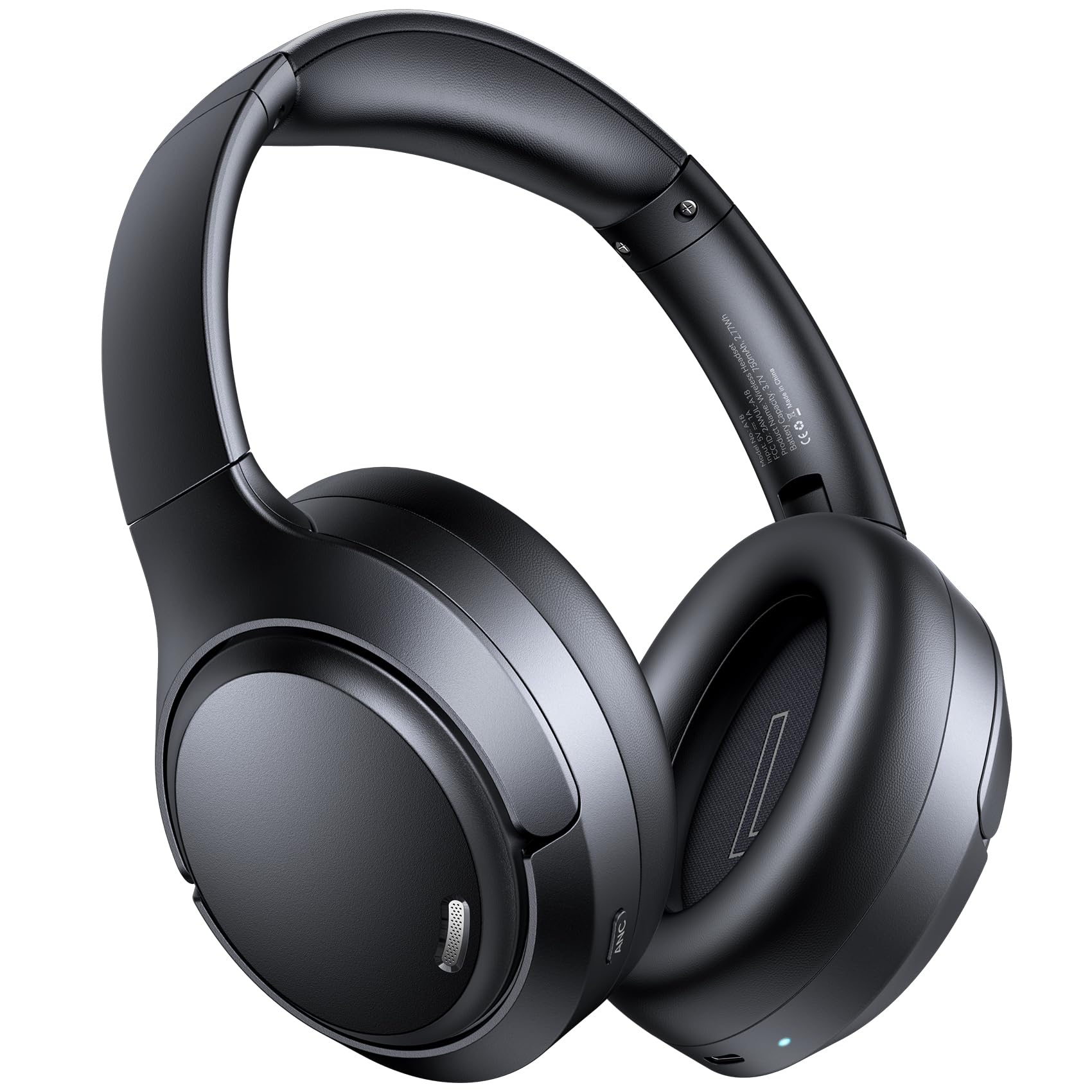 Hybrid Active Noise Cancelling Headphones 120H Playtime 6 ENC Clear Call Mic, Over Ear Headphones Wireless with Hi-Res Audio Comfort Earcup Low Latency ANC Bluetooth 6.0 Headphones for Travel Workout