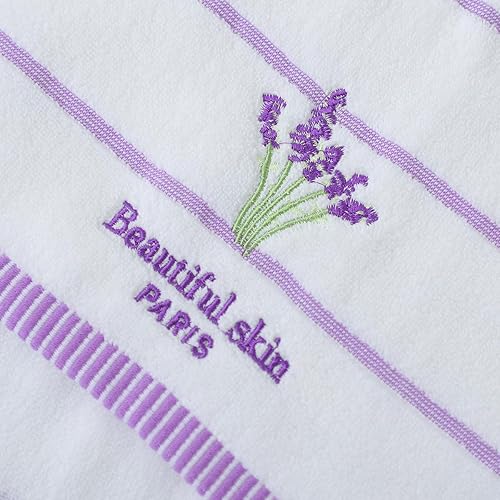 Miniatura 6 de Pidada Juego de 2 toallas de mano con patrón floral de lavanda, 100% algodón, suaves, absorbentes, toallas decorativas para baño, 13.8 x 29.5