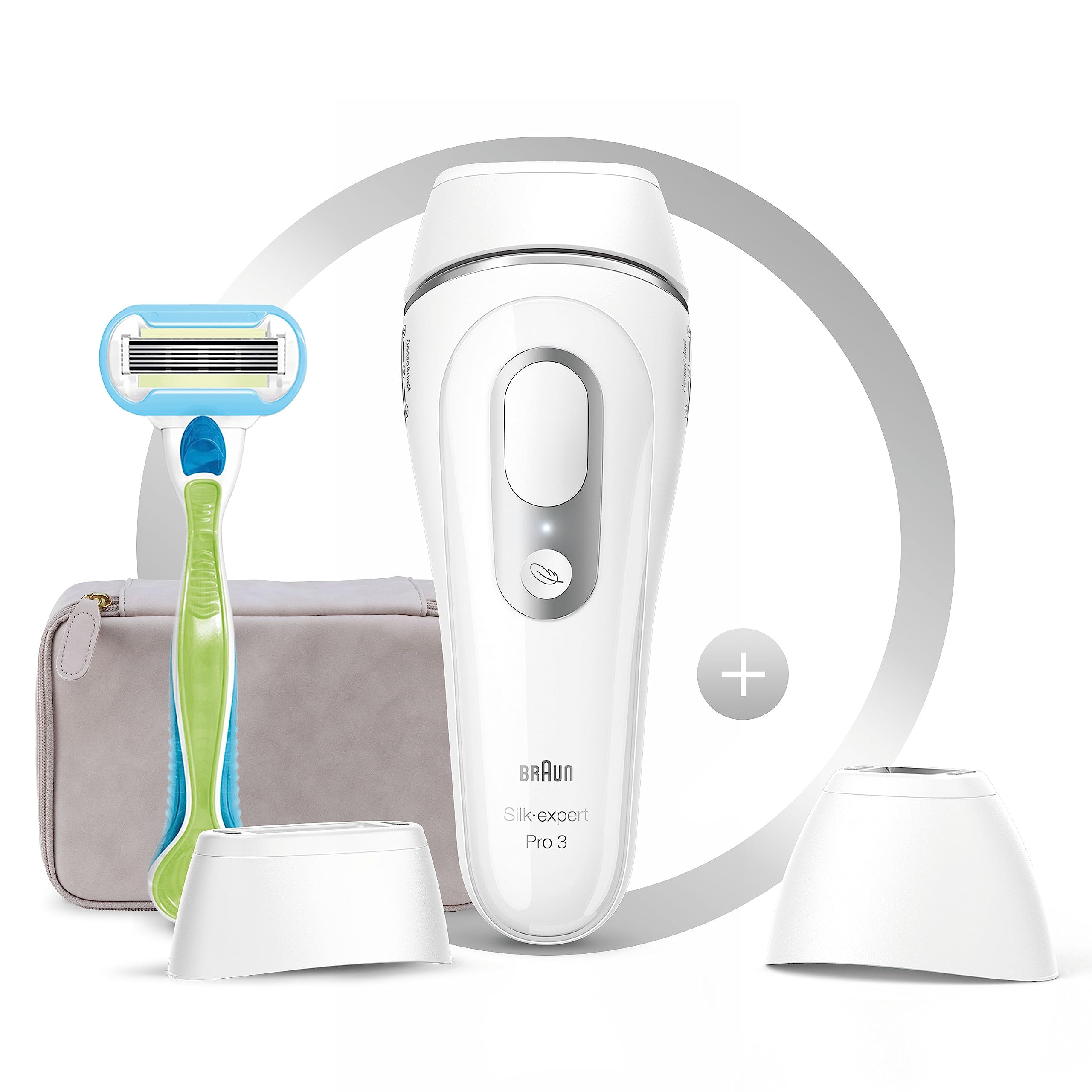 Braun Silk·expert Pro 3 PL3133, Épilateur Lumière Pulsée, Épilation Semi-Définitive À La Maison, Blanc/Argent, Avec Pochette, Tête De Précision Et Rasoir Venus