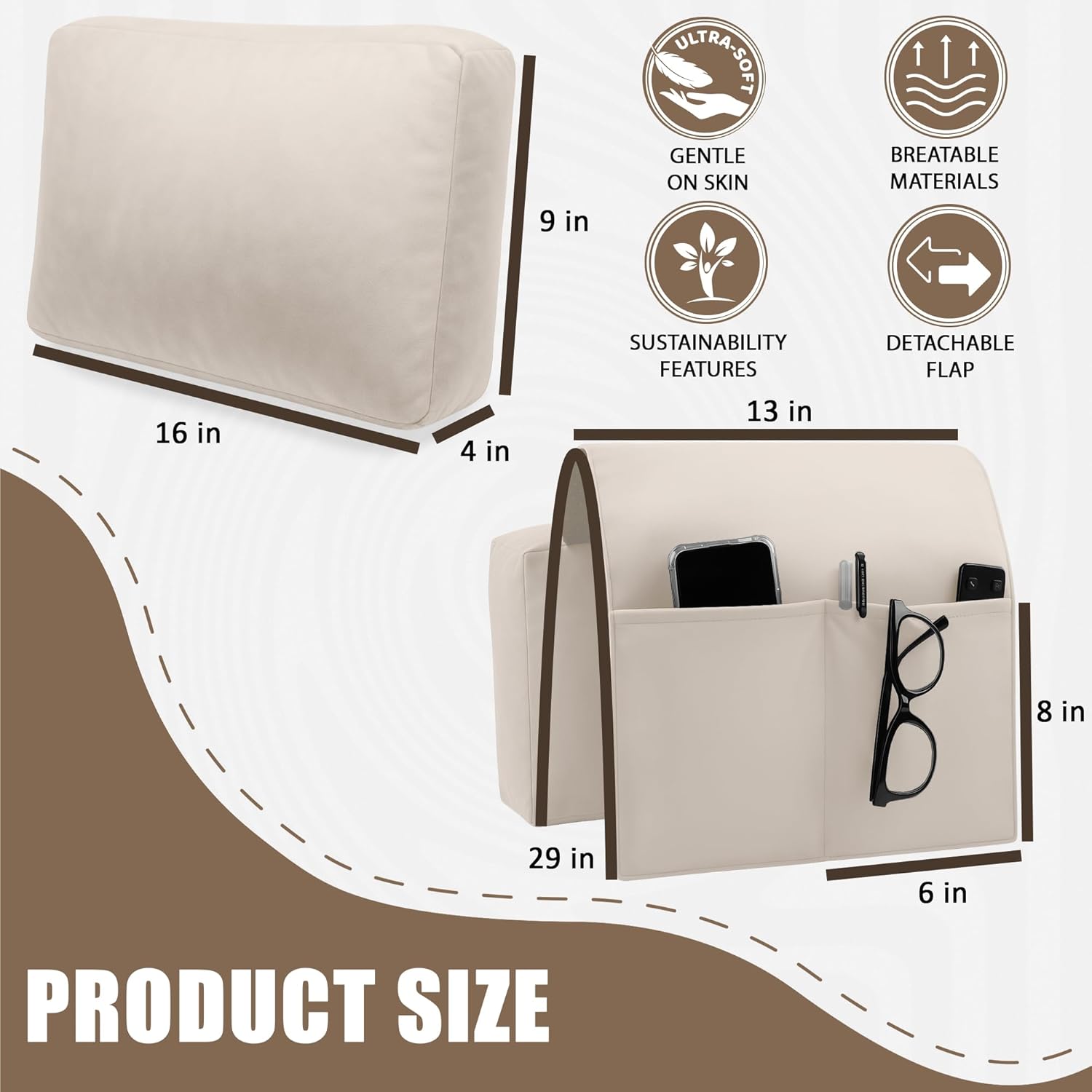 Recliner Headrest Pillow, Versatile Neck Support Cushion with Velvet Cover for Adults, Ideal Accessory for Chair, Couch, Office, Bed, Lumbar Pain Relief, Travel, Lounging, Cream - Image 6