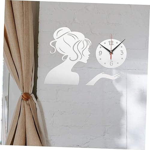 Miniatura 6 de Garneck 4pcs Girls Mirror Wall Clock Modern Wall Decor reloj de pared Modern Wall Clock Large Mute Wall Frameless Wall Clock 3D Clock Exquisite Wall