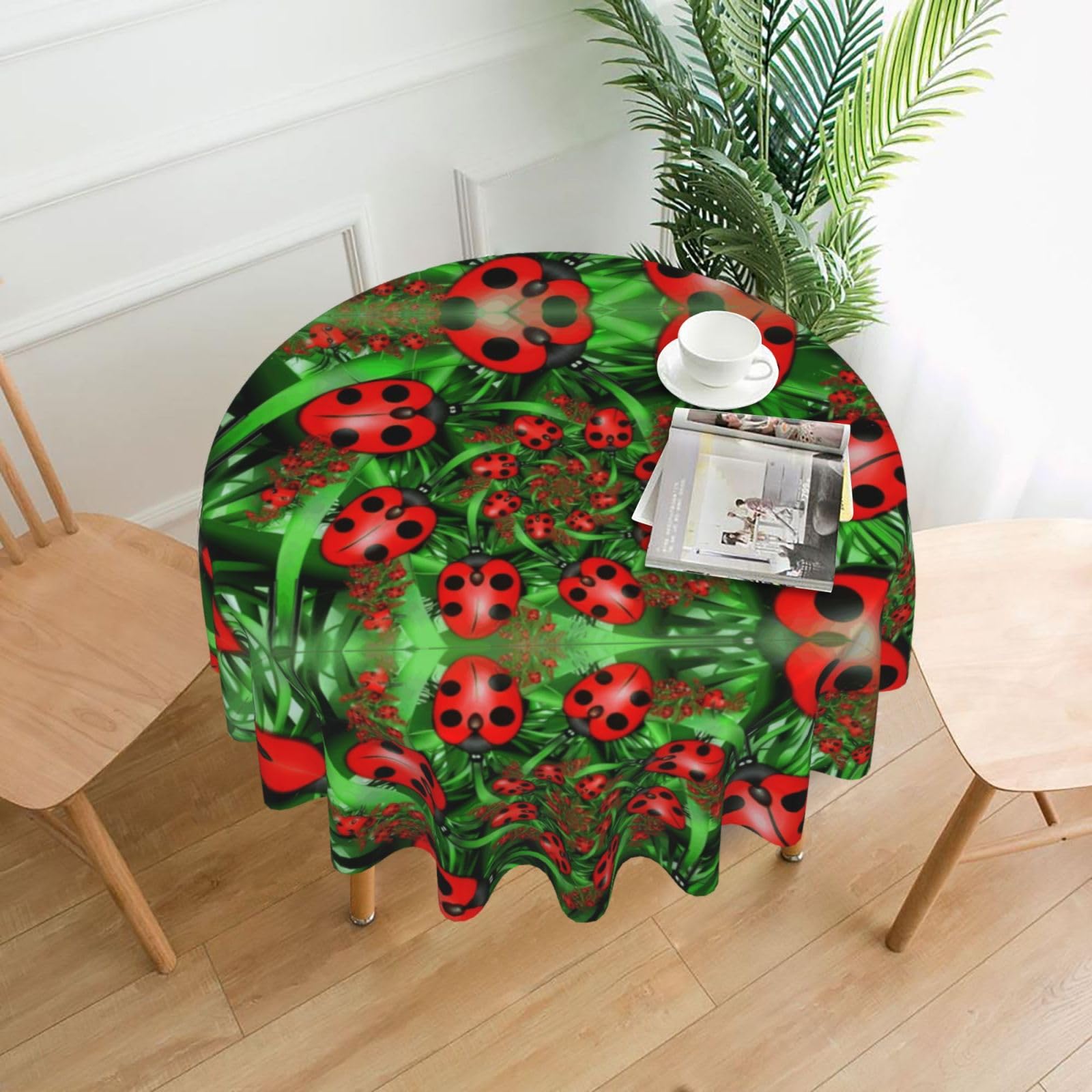 hhxvcv Red Ladybug Round Tablecloth – Dining Table Cover