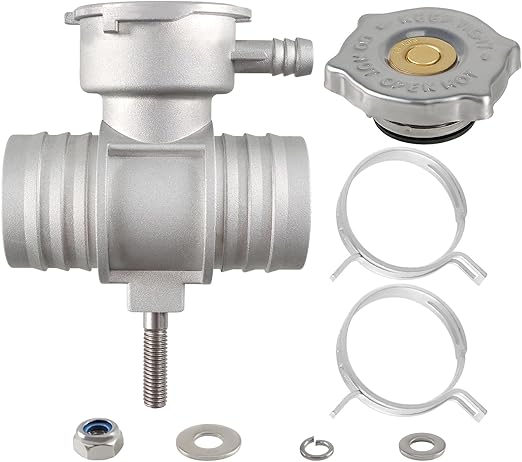 Upgrade Aluminium Engine Coolant Filler Neck with Radiator Cap Compatible with Dodge Durango Dakota Chrysler 200 Sebring Jeep Compass Patriot Replace# 55116901AA 52029199AA