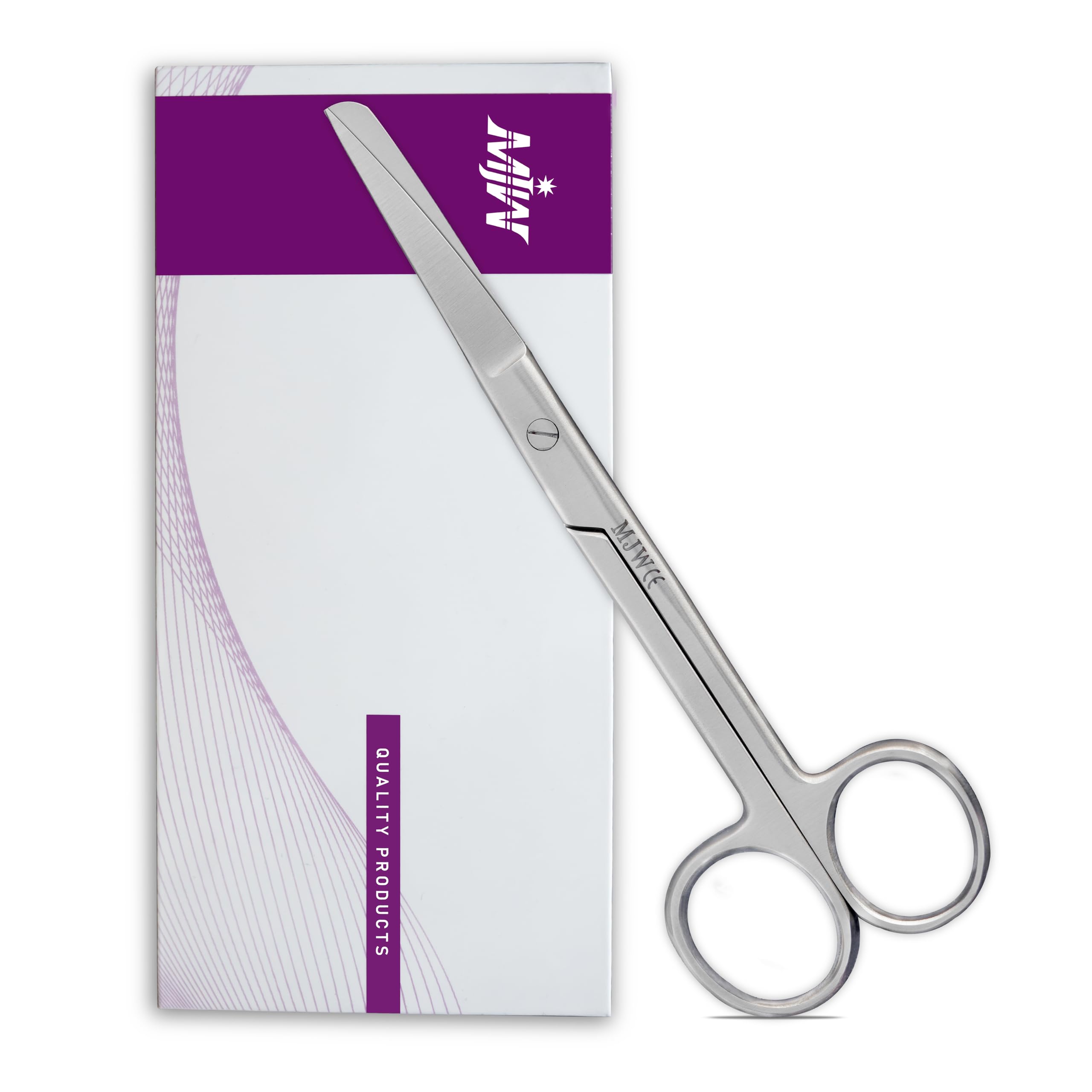 Mjw Silver Utility Blunt Nursing Scissors First Aid All-Purpose Instrument Sharp Blunt 15.5 Cm Stainless Steel Dressing Scissor Autoclavable For Home Use