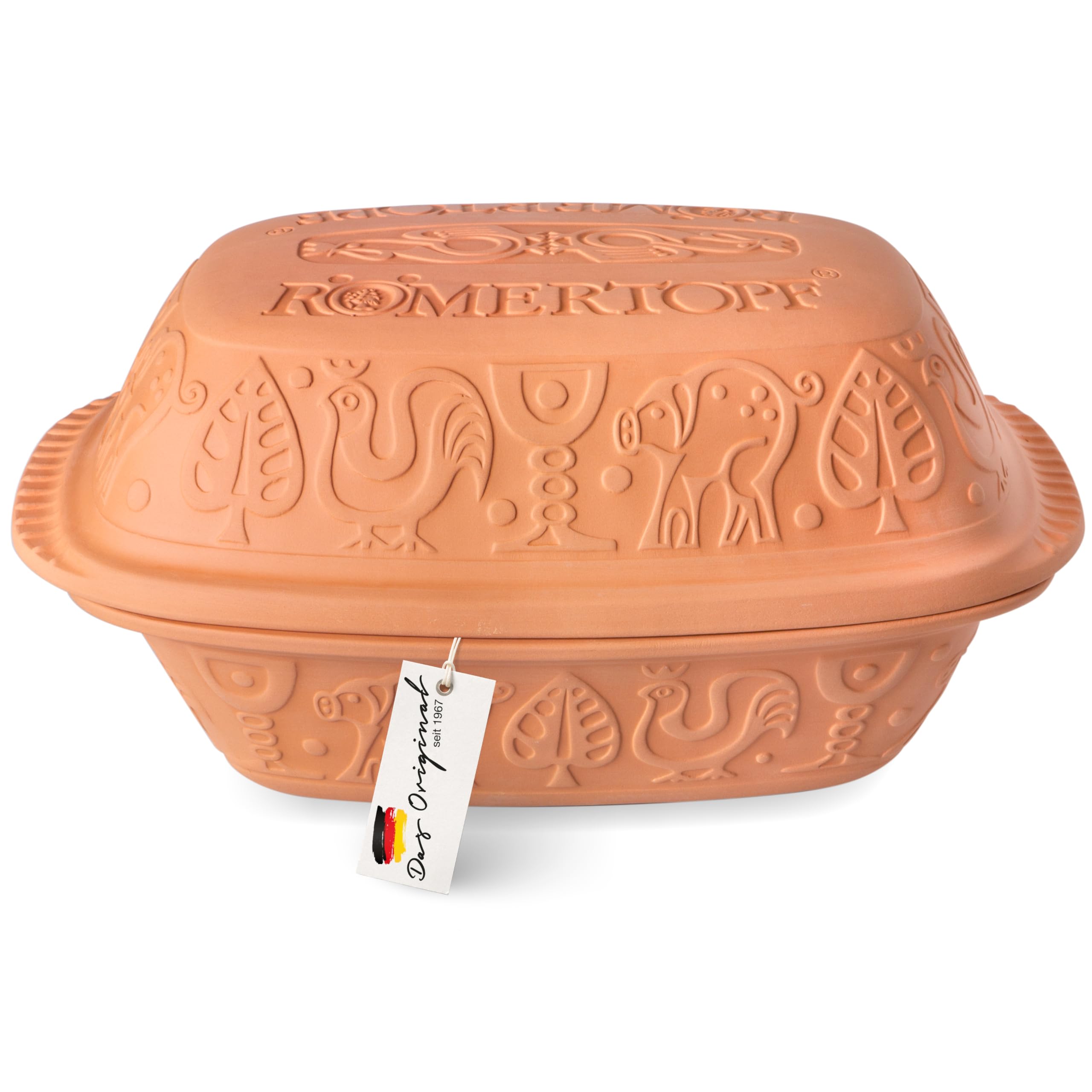 Römertopf Classic - Cacerola para 6 personas (4 litros, con tapa de cerámica, para guisar, asar y cocinar al vapor, apta para el horno