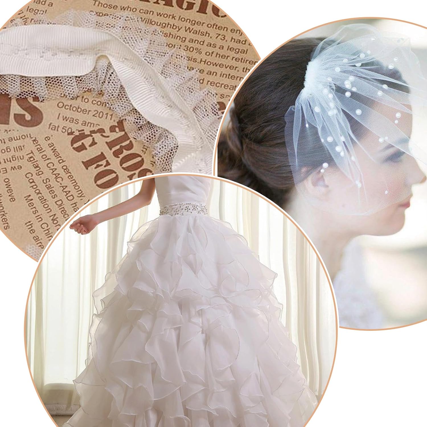 3 Rolls 150 Yards 1/2/3 Inch White Soft Horsehair Braid, Polyester Boning Sewing Wedding Dress, Dance Gowns Dress Shaping Trimming Accessories for Weddings/Dance Events