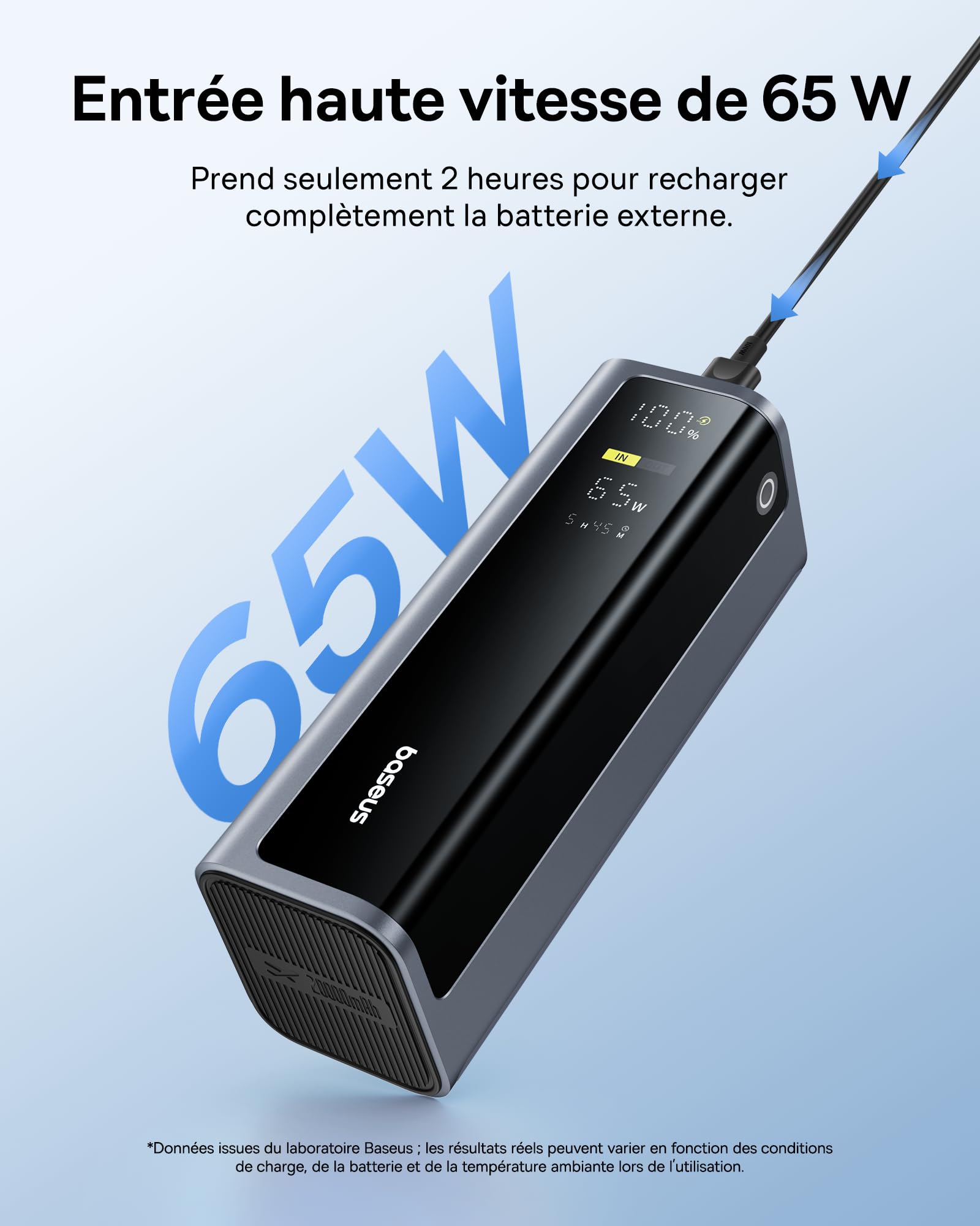 Baseus EnerGeek Powerbank 145W 20800mAh, Batterie Externe Charge Rapide avec 2X USB-C PD 3.0 100W Max, Affichage Intelligent, Compatible avec MacBook Pro, Dell, HP, SteamDeck, iPhone 16/15/14, Samsung