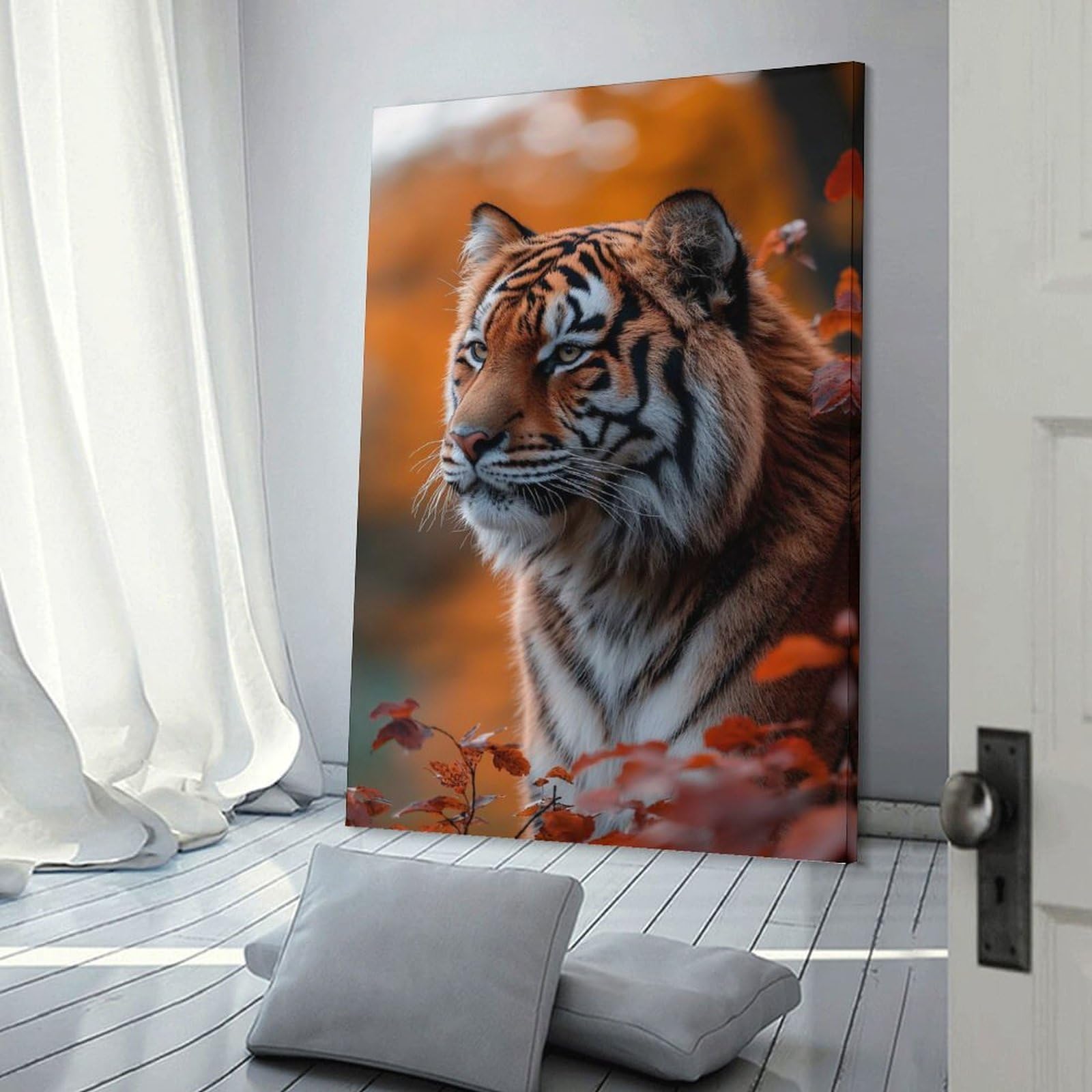 Junmoney Home Decor Wall Art Tiger Portrait in Autumnal Setting, 08x12inch(20x30cm), for Gallery Wall Decor And Room Displays, An Easy Match for Collected Prints