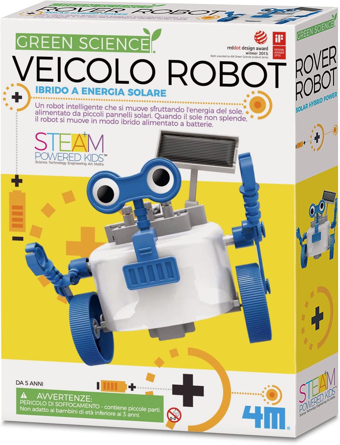 4M Green Science Veicolo Robot Ibrido ad Energia Solare 4M Kit Scientifico Gioco Educativo STEM per Bambini 8+