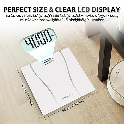 Miniatura 9 de Báscula para peso corporal de 440 libras, báscula de baño con bebé, modo mascota altamente precisa, báscula digital inteligente extra ancha, báscula