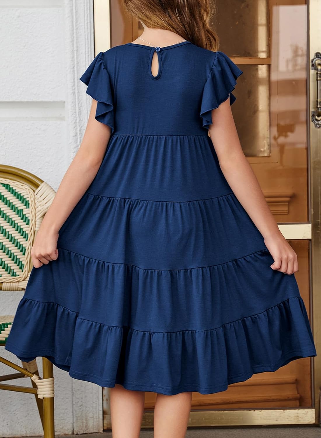 blibean Girls Summer Boho Sun Dress Tween Ruffles Tiered Dresses Size 6-15 Years - Image 7