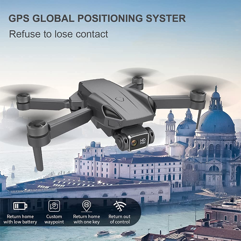 RC Quadcopter with GPS+Optical Flow Positioning Drones with 4K HD Dual Camera for Adults GPS Drone with brushless Motor Foldable FPV GPS Drones with 2 Batteries for 50 Min Flight(Grey)