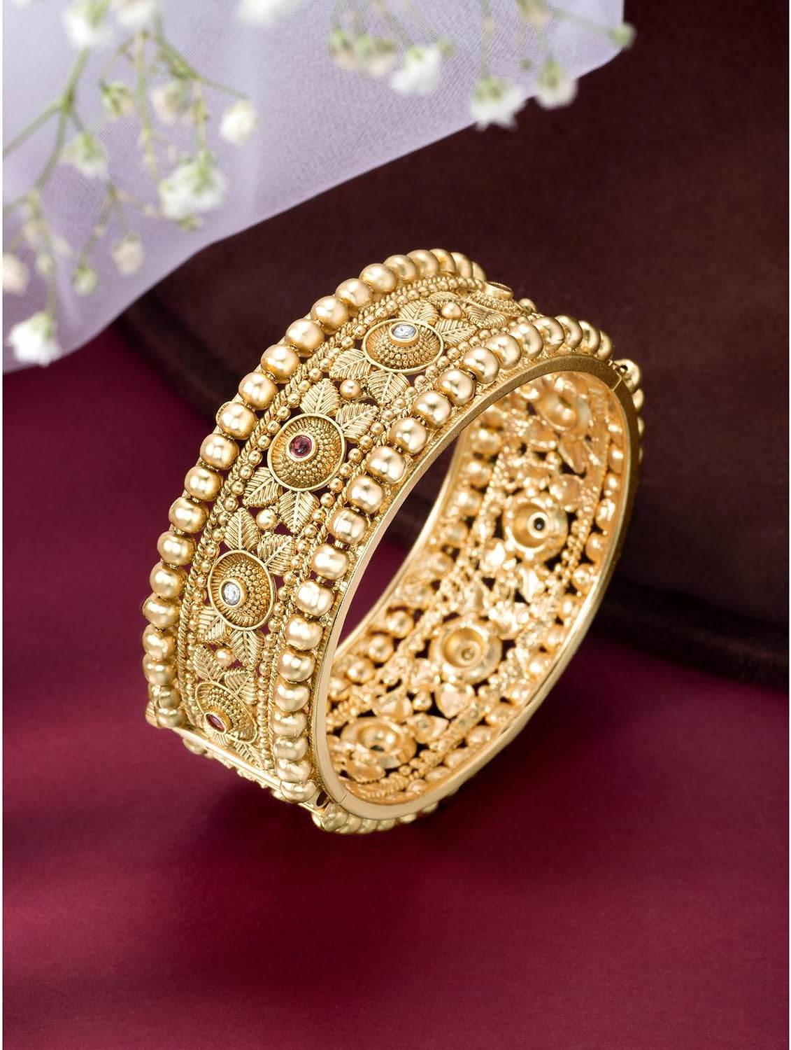 Aheli Ethnic Gold Plated Openable Kada Bangle Traditional Jewellery Gift for Women