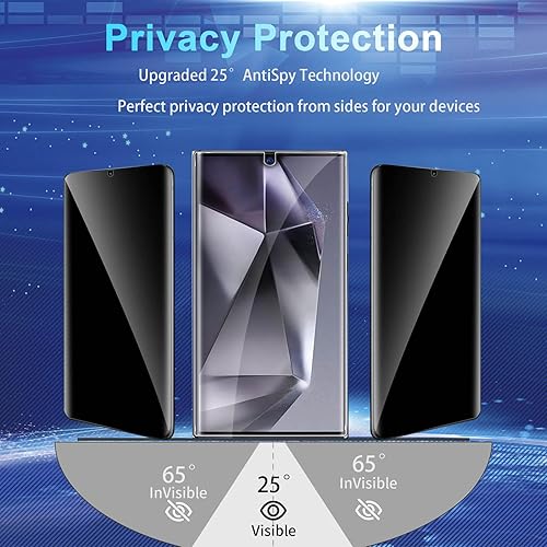 Miniatura 3 de CWQZGUF Paquete de 3 protectores de pantalla de privacidad para Galaxy S24 Ultra - Paquete de 3 películas de privacidad + 2 unidades de vidrio