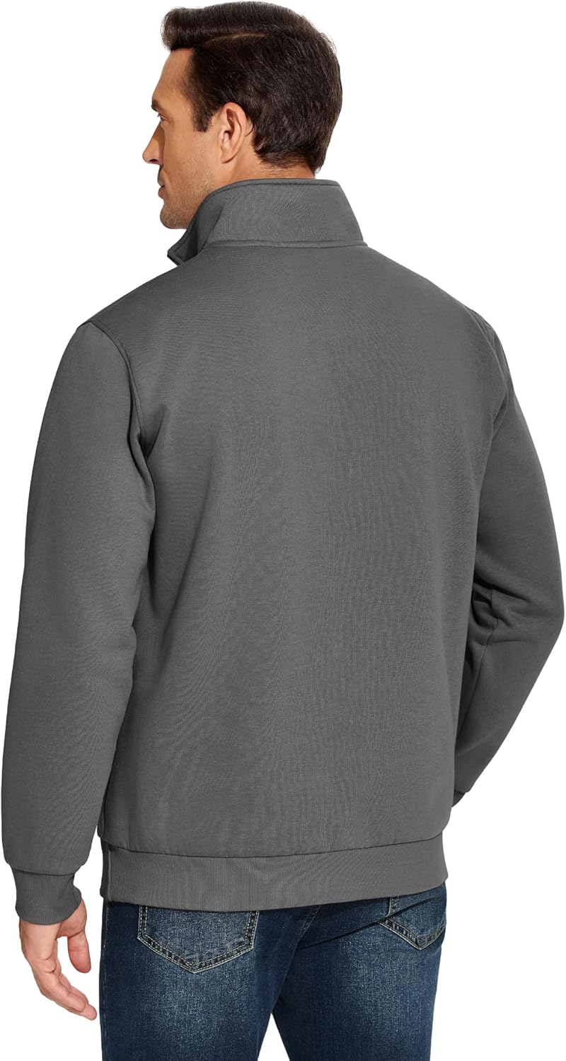 PINSPARK Men's Quarter Zip Pullover Sweatshirts Mock Neck Casual Long Sleeve Fall Winter Warm Fleece Cotton Sweatshirt - Image 2