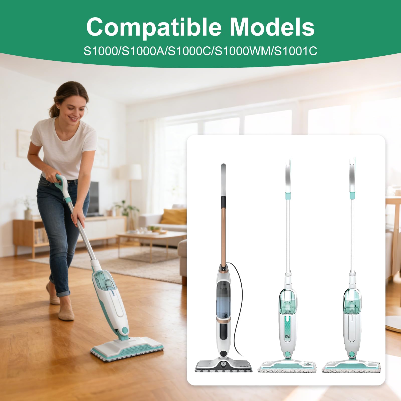 4 Pack Steam Mop Replacement Pads Compatible with Shark Steam Mops S1000/S1000A/S1000C/S1000WM/S1001C, Microfiber Steam Mop Pad, Washable & Reusable Cleaner Pads - 4
