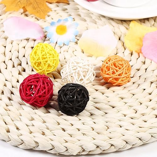 Miniatura 6 de Bolas de ratán coloridas artesanías - 20 bolas decorativas para bodas y fiestas (negro)