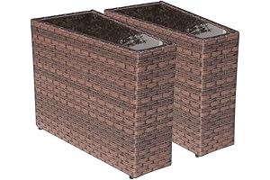 SUNSITT Rattan PE Resin Wicker Patio Side Table Pack of 2