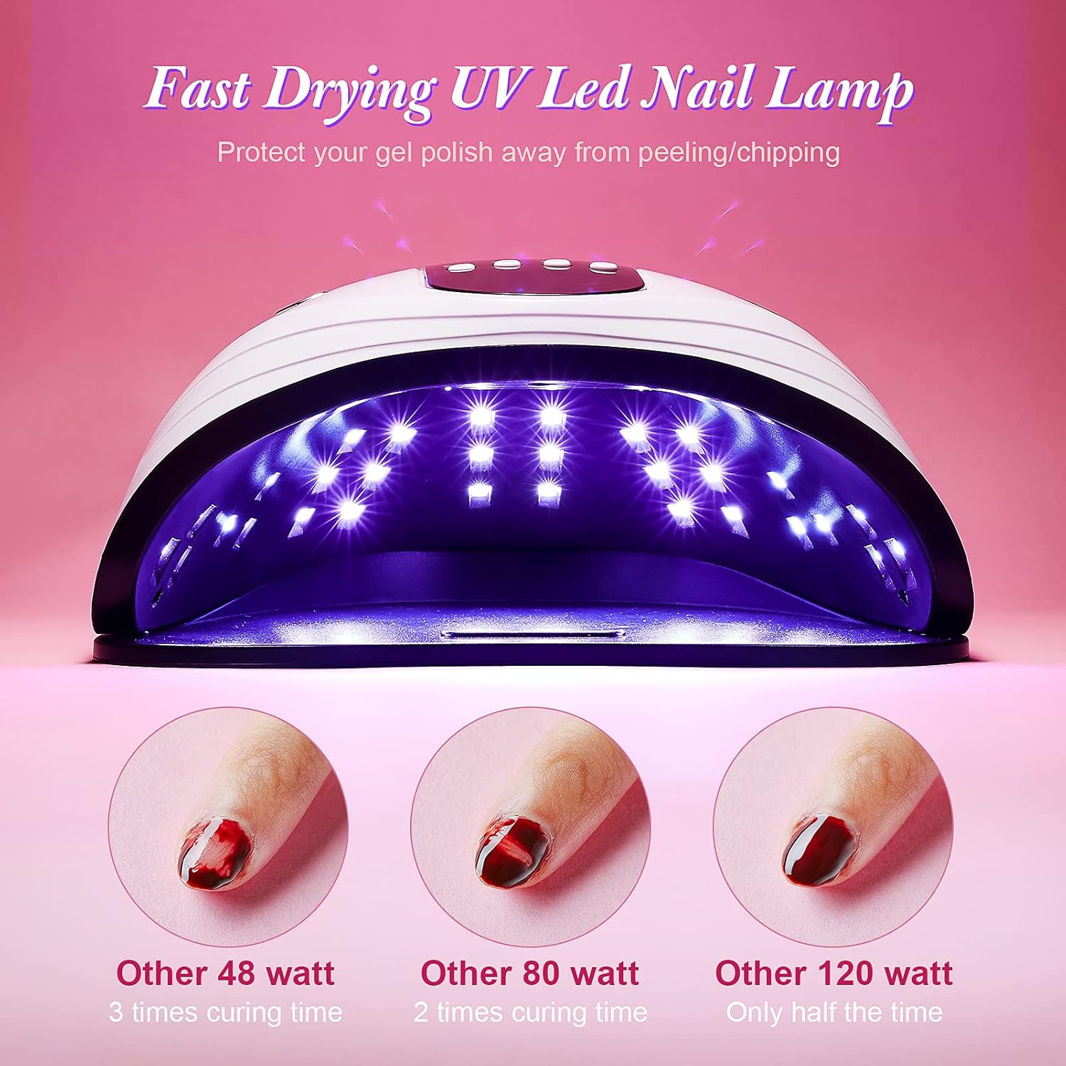 One Fire Nail Dryer, 120W Led Nail UV Light Professional, Automatic Sensor UV Led Nail Lamp Gel Polish Light, 4 Timer Gel Polish UV Nail Light, Portable Large Space UV Light for Nails Gel Polish Dryer : Beauty & Personal Care