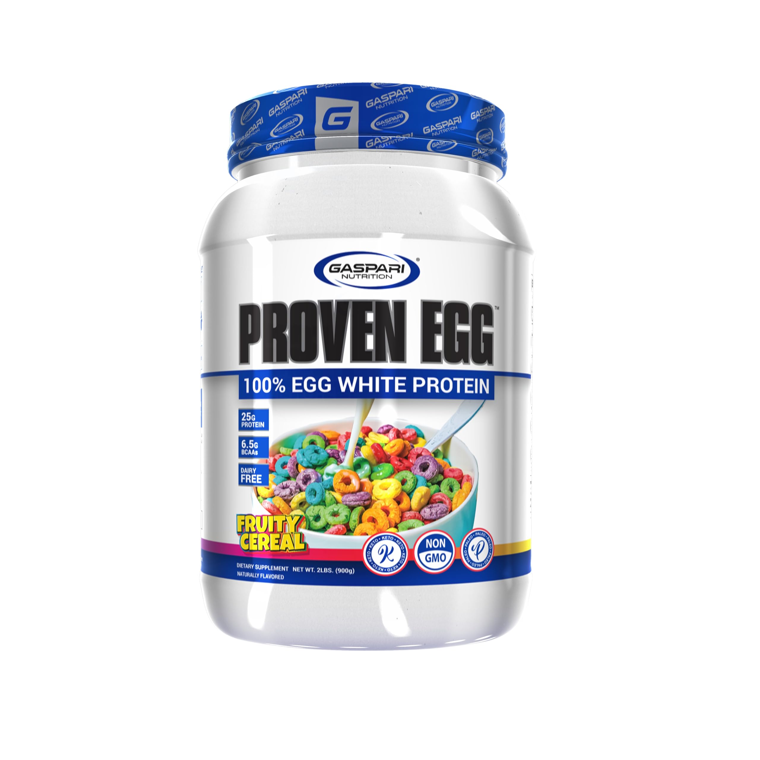 Gaspari Nutrition Proven Egg White Protein Powder, 100% Egg White Protein, 25g Dairy Free Protein Powder, Keto Friendly, Lactose, & Soy Free (2 lbs, Fruity Cere