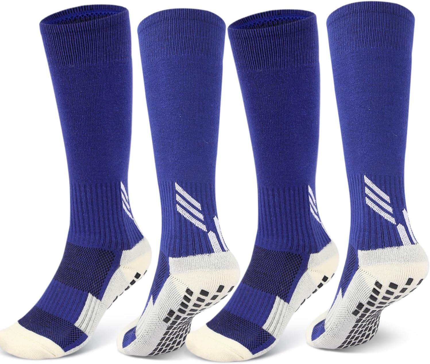 ZEPOHCK Kids Non-Slip Knee-Length Football & Hockey Grip Socks for Boys and Girls Ages 6-12 - Blue
