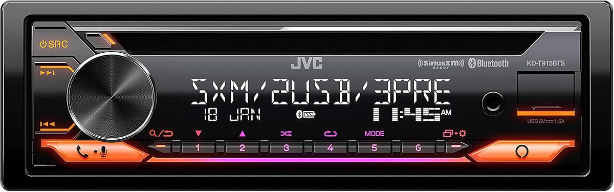 KD- T915BTS Bluetooth Car Stereo Receiver with USB Port - 2-Line LCD Display AM/FM Radio – CD and MP3 Player Amazon Alexa Compatible – Single DIN - 13-Band EQ (Black)