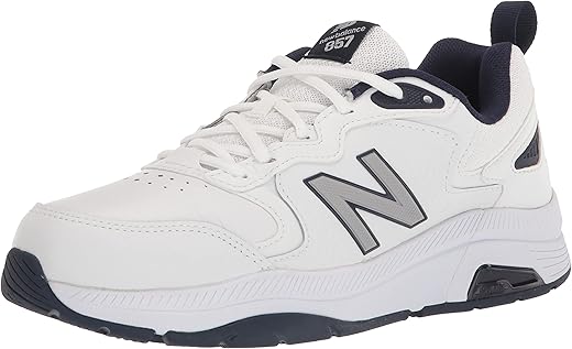 New Balance Men's 857 V3 Casual Comfort Cross Trainer, White/Navy, 11 X-Wide