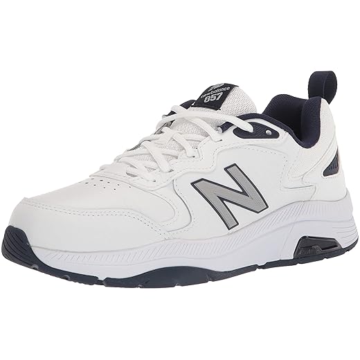 New Balance Men's 857 V3 Casual Comfort Cross Trainer, White/Navy, 11 X-Wide