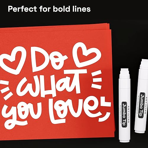 Miniatura 32 de ARTISTRO - 2 plumones de pintura acrílica blanca, punta media de 3 mm, perfectos para manualidades, proyectos de arte y más Blanco