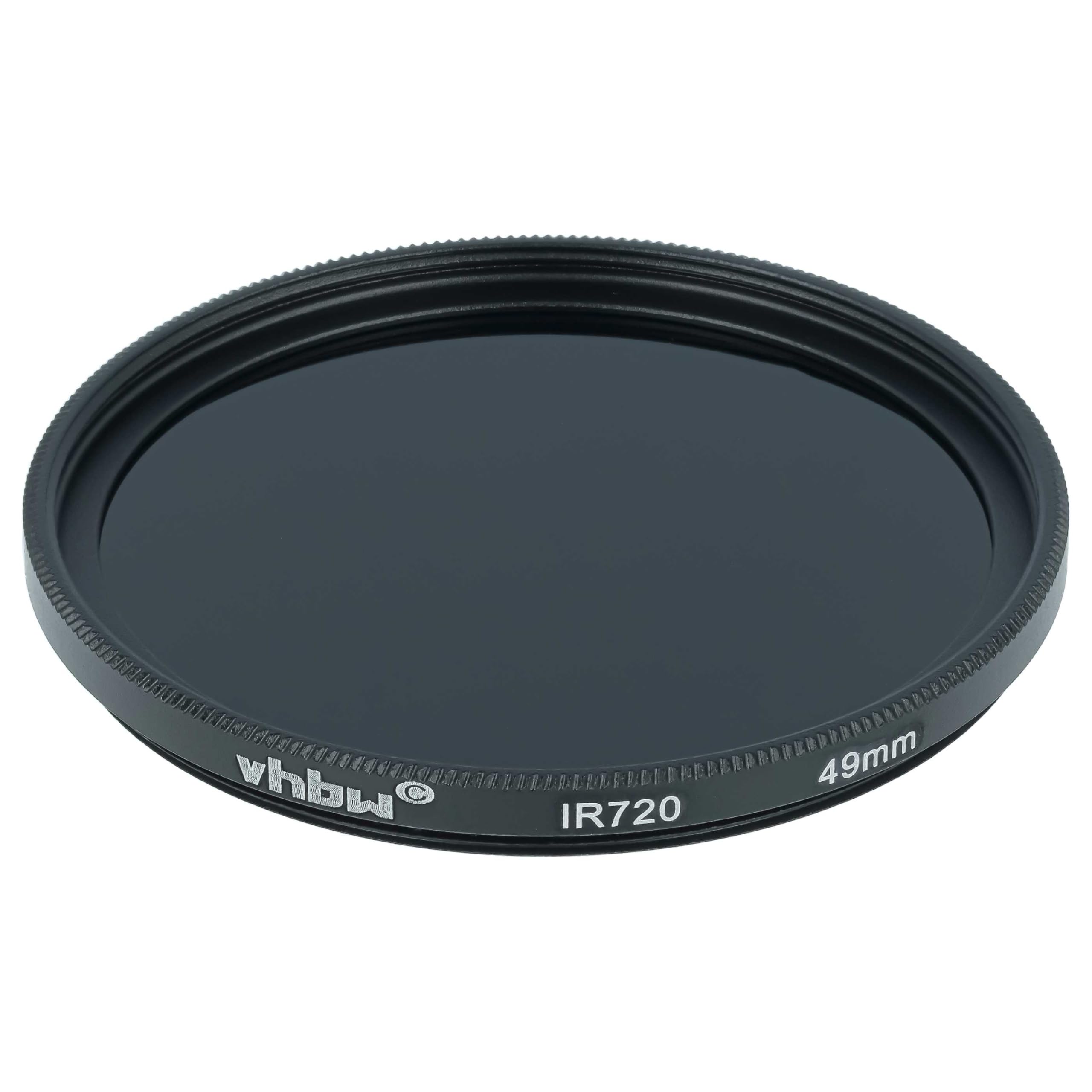 vhbw Universal Infrarot Filter 720nm für Kamera Objektiv - Zirkularer IR-Filter, 49mm, Schwarz