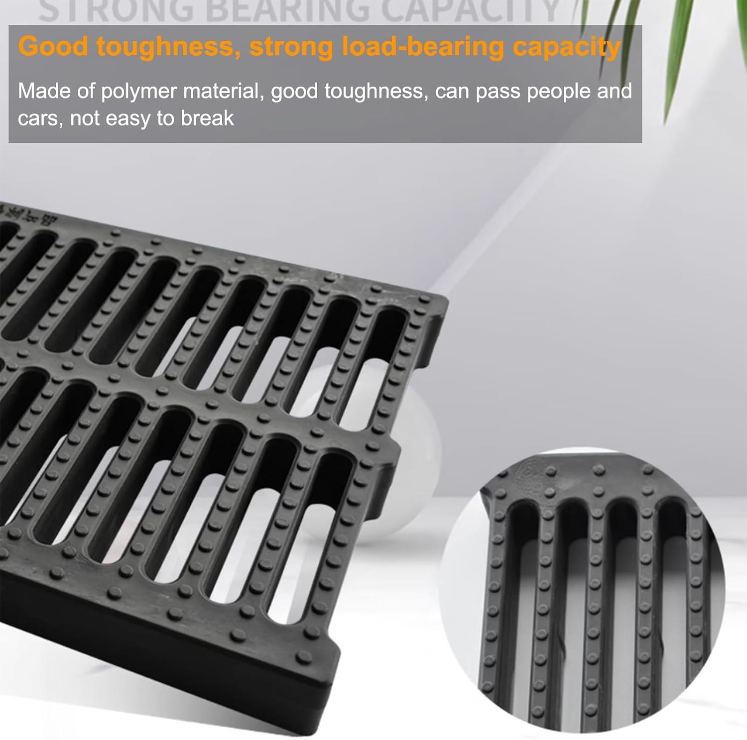 Durable Plastic Drainage Grate for Outdoor Use, Heavy-Duty Sewer Cover, Removable Floor Drain Grate for Driveways and Cars (50x50x3cm)