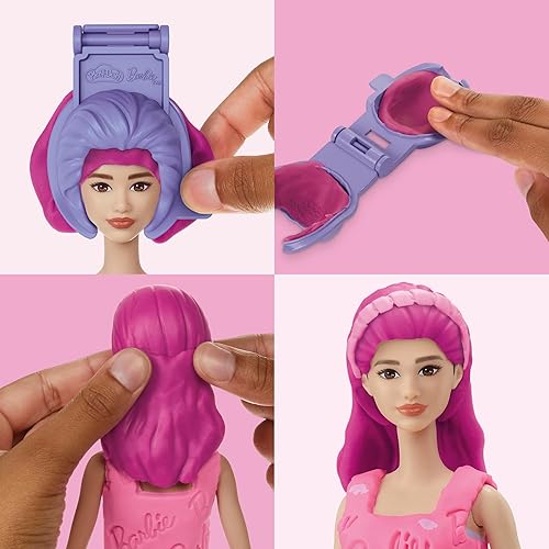 Miniatura 3 de Play-Doh Barbie - Juego de corazones y cabello, haz ropa de muñeca con compuesto de modelado y 10 accesorios de moda, artes y manualidades para