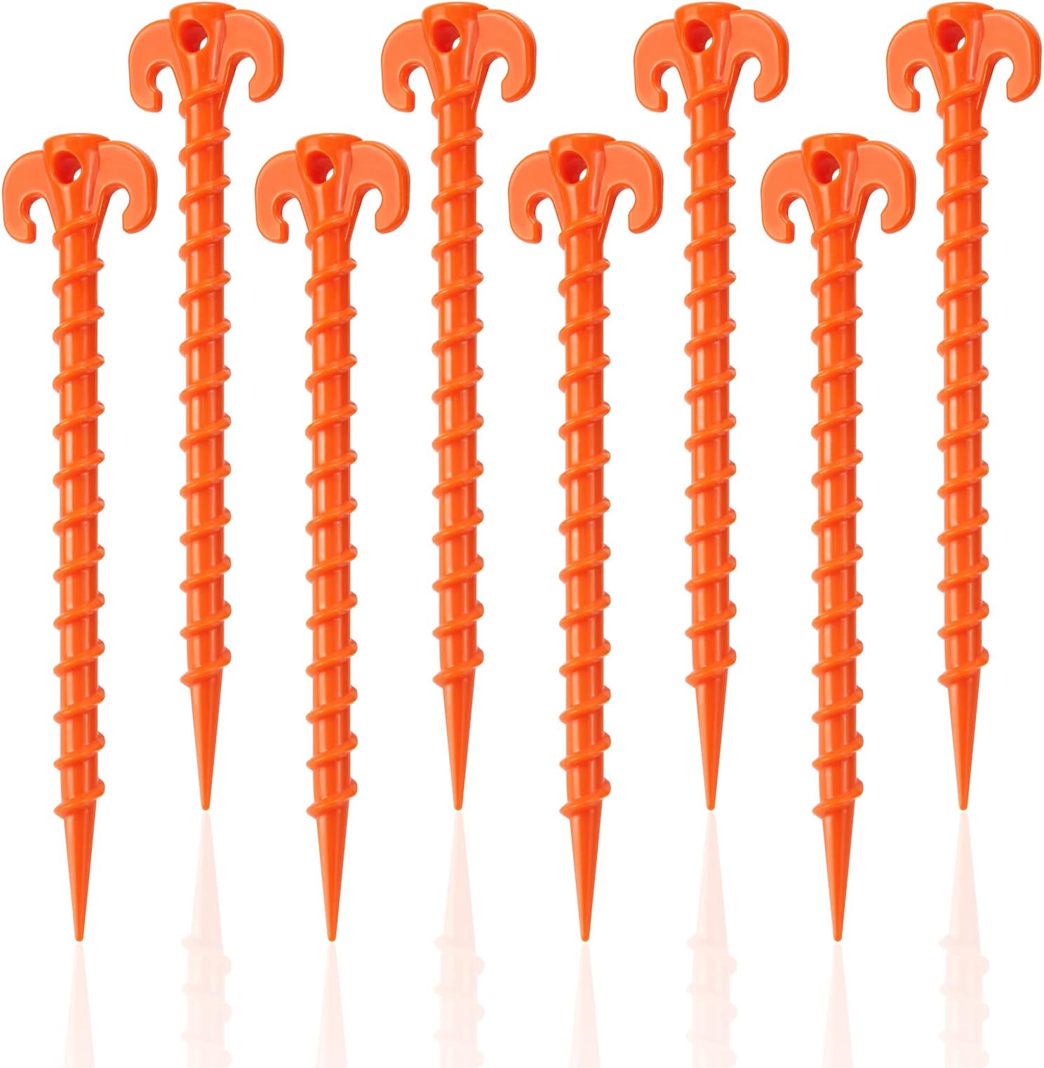 Canopy Stakes Canopy Anchors Beach Tent Stakes Heavy Duty Screw Shape 25 cm 10 inch - 8 Pack Orange Tent Stake for Outdoor Hiking Camping