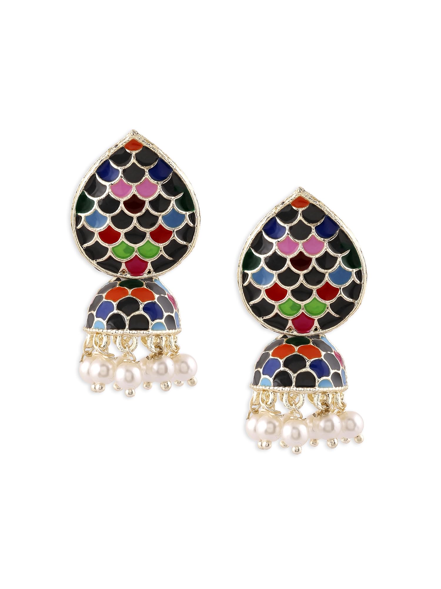 Zaveri Pearls Multi Colour Enamel Ethnic Style Jhumki Earring For Women-ZPFK16467 (B0CKLB8GD1) Amazon Price History, Amazon Price Tracker