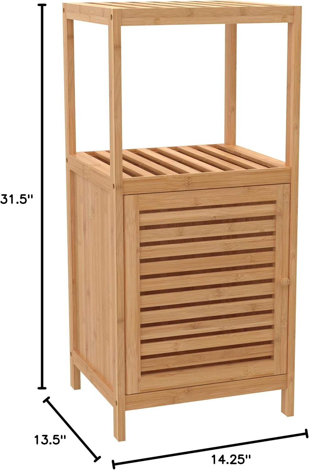 Natural Bamboo 1-Door Storage Cabinet with Shelves