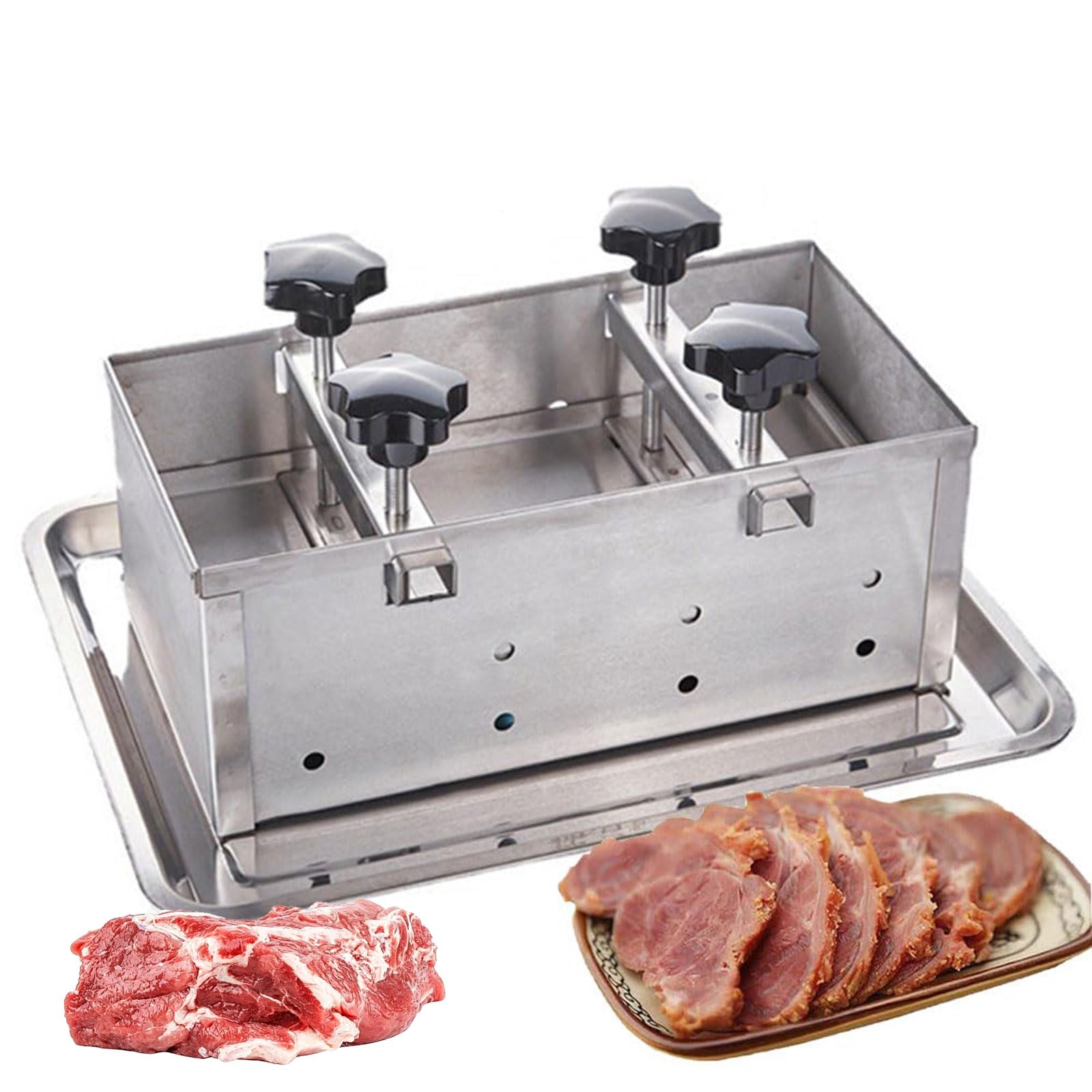Molde de prensa de carne de acero inoxidable de 1 a 10 kg, prensa de jamón de doble tornillo con gasa y bandeja de goteo, fabricante comercial de hamburguesas para restaurante y cocina