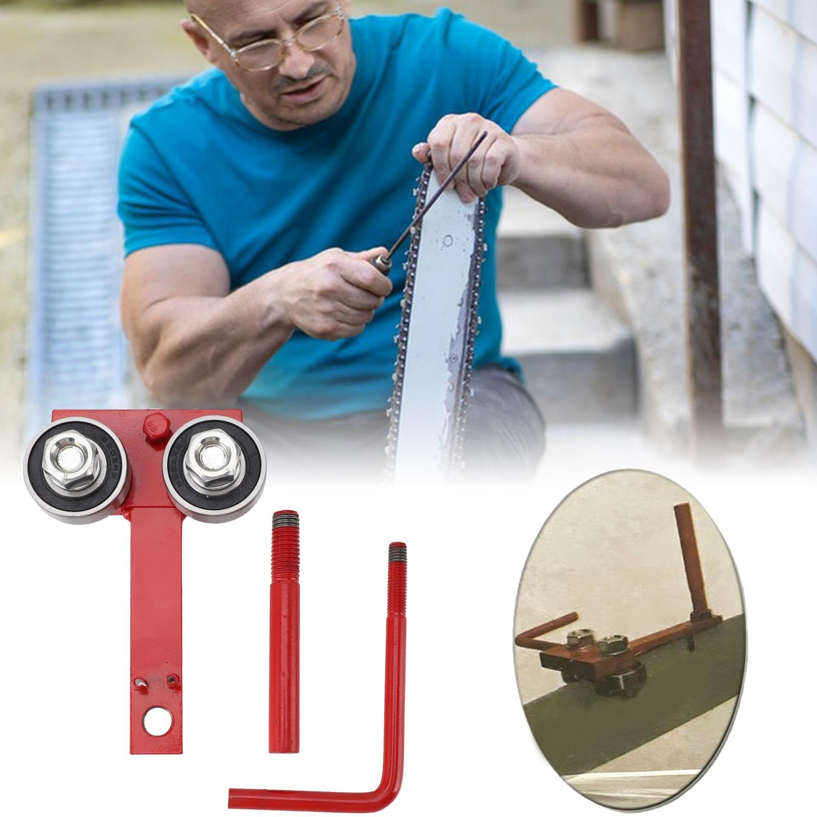 Bar Rail Tool, Chainsaw Repair Kit, Steel Alloy Adjuster, File Design Dresser, Chain Grinding Tool, Chainsaw Bar Dresser, Adjustable Bar Squeezer, Chainsaw Maintenance Tool for Chain Grinding